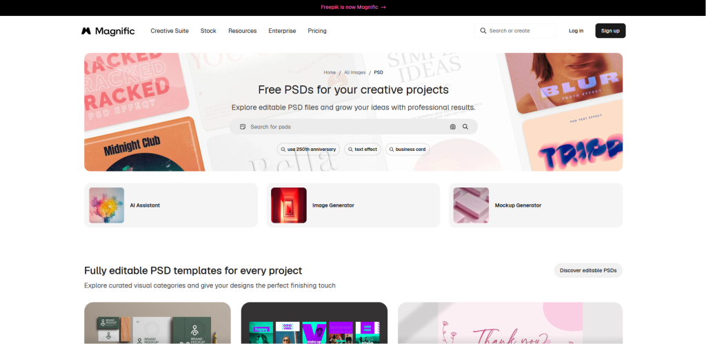 4. موقع Magnific (freepik سابقاً)