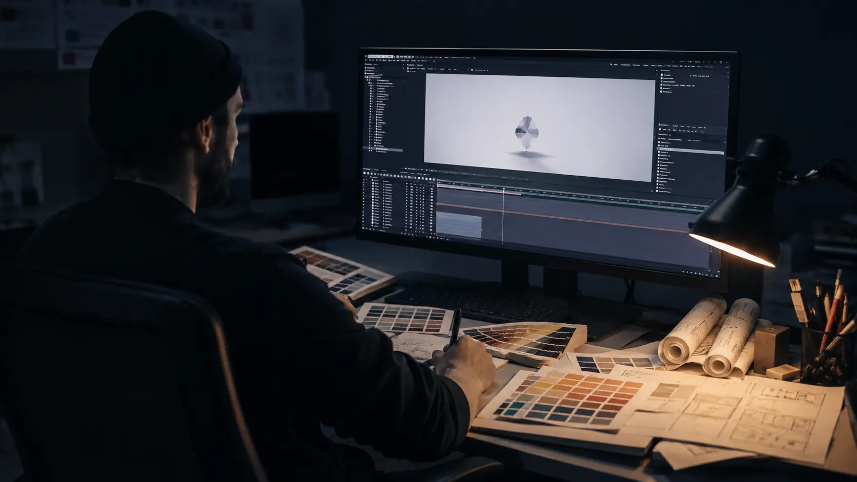 ملف تصميم رقمي يحتوي على رموز الألوان والخطوط والمسافات مع تعليقات توضيحية لتوجيه الذكاء الاصطناعي
