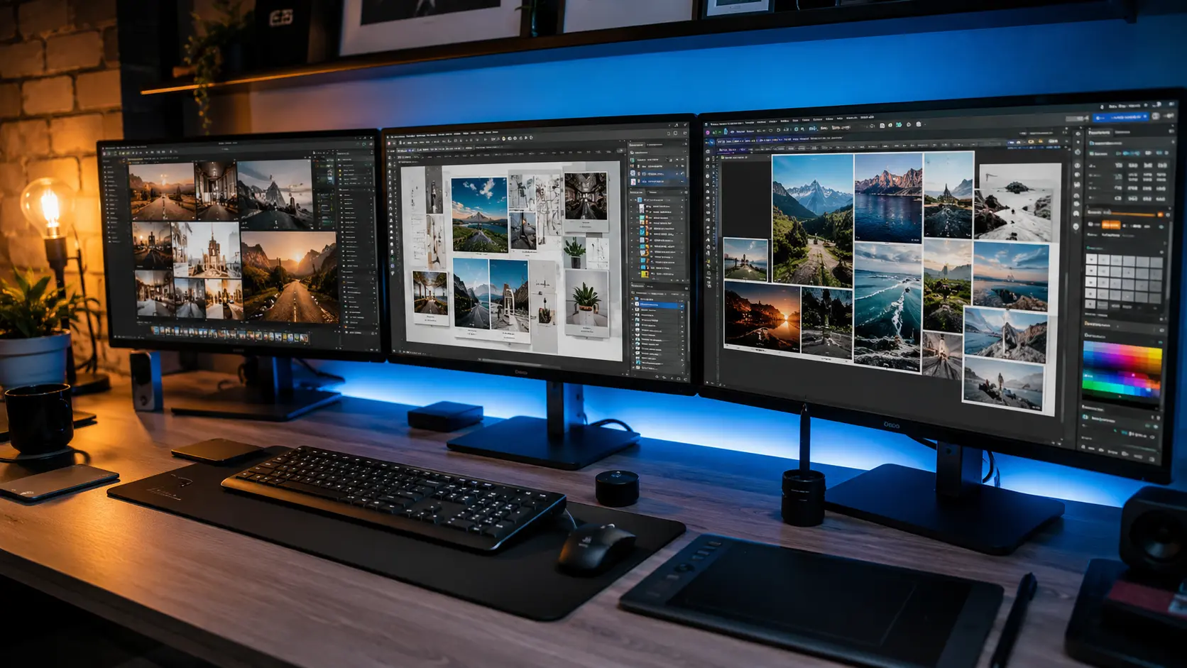 واجهة برنامج Adobe Premiere Pro مع مشروع مونتاج فيديو لعمل كولاج متحرك