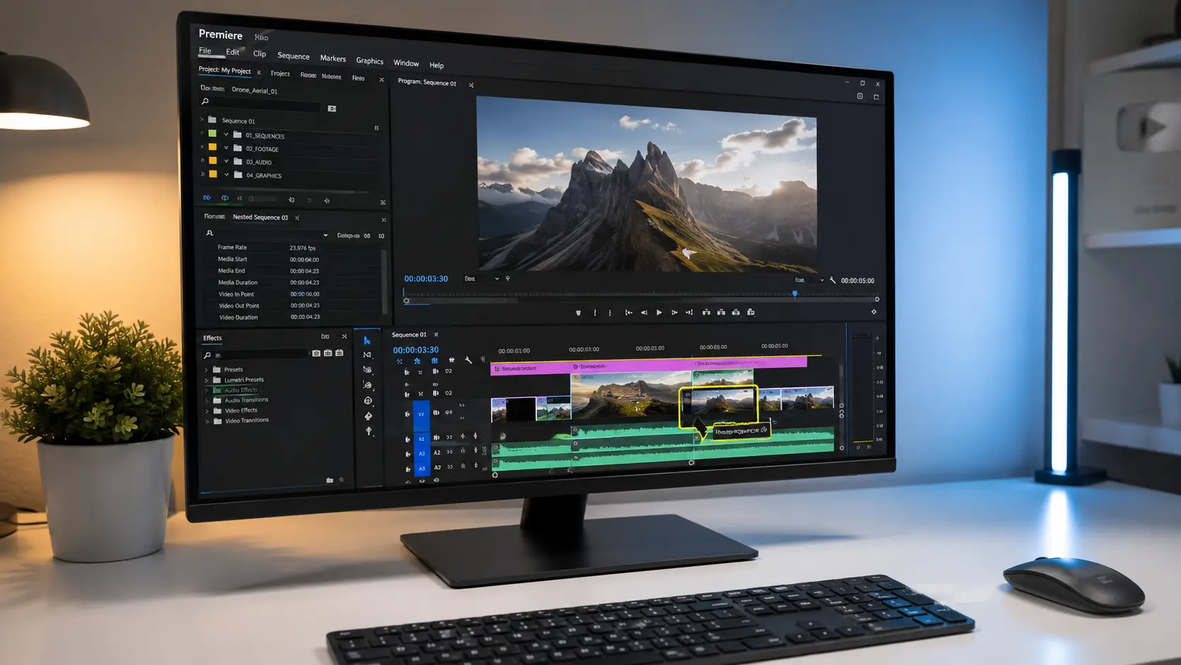 تنظيم التايملاين باستخدام ميزة Nest في برنامج Premiere Pro